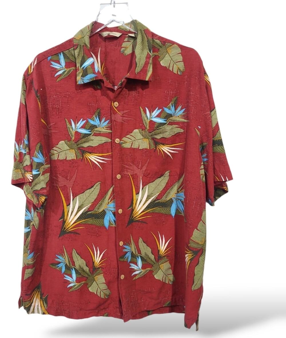 Paradise Collection Mens SZ XL Silk Hawaiian Button Down Shirt Short Sleeve